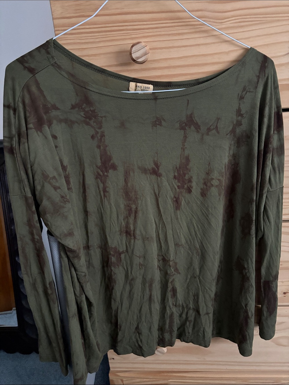 Piko 1988 Olive and Brown Tie-Dye Long Sleeve Top